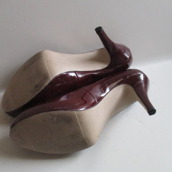 *Madden Girl Burgundy Patent Getta Squared Boxed Toe Pumps - Picture 8 of 9